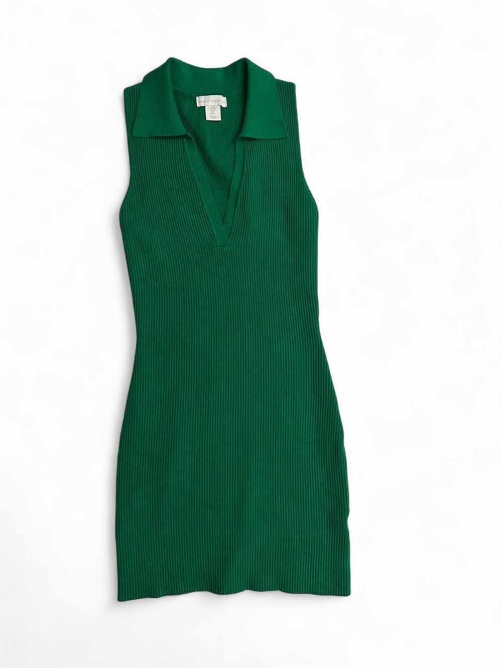 House of Harlow 1960 Emerald Green Sleeveless Ribbed Knit Polo Dress